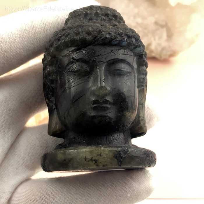 schnitzereien-Labradorit-Buddhakopf Schnitzereien - Buddhakopf Labradorit – Bild 1