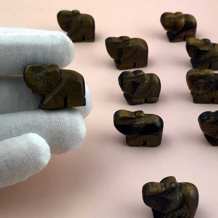 Schnitzereien - Elefanten Tigerauge – Bild 2