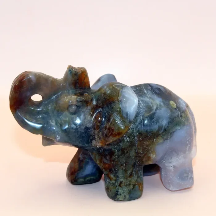Schnitzereien - Moosachat Elefant XXL – Bild 2
